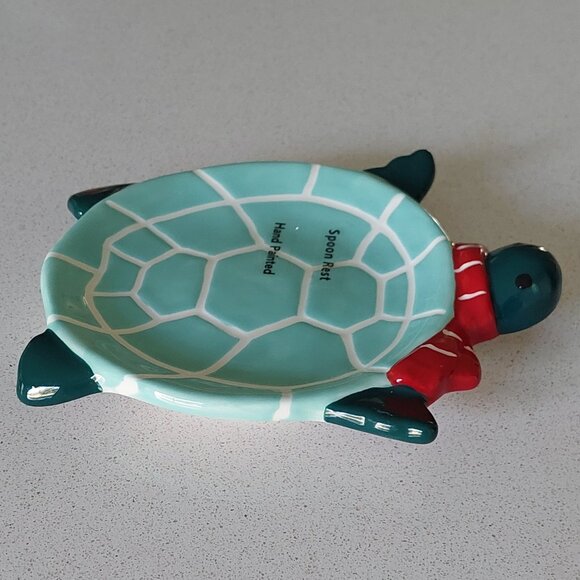 NEW Holiday Ceramic Coastal Turtle Spoon Rest - Picture 6 of 9